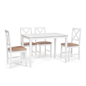 Обеденный комплект Хадсон (стол + 4 стула) id 13693 pure white (белый 2-1) арт.13693 в Нижнем Новгороде